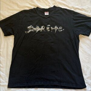 Supreme Black Tee with Silver Logo
